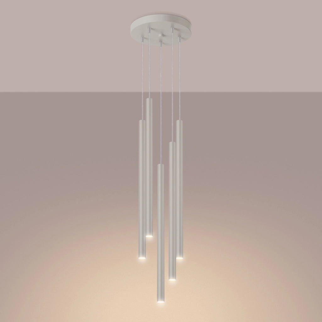 Lampada a sospensione moderna beige Ø25 5 luci VELINO