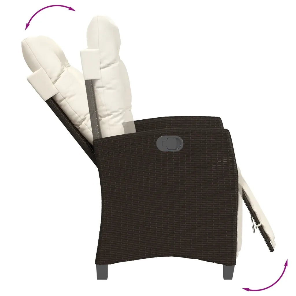 Set da Pranzo da Giardino 5pz con Cuscini in Polyrattan Marrone 3212764