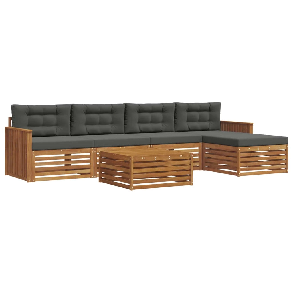 Set di divani da esterno con cuscino 6 pcs Naturale e Antracite 3373337