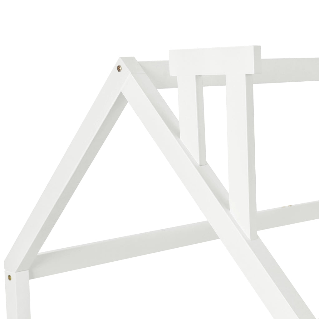 Letto a casetta per bambini con tetto e sponde 90x200 cm in legno di pino bianco