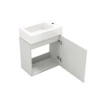 Mobile da bagno con lavabo e mobiletto sottolavabo sospeso, con spazio contenitore, 46x26x56 cm, Bianco