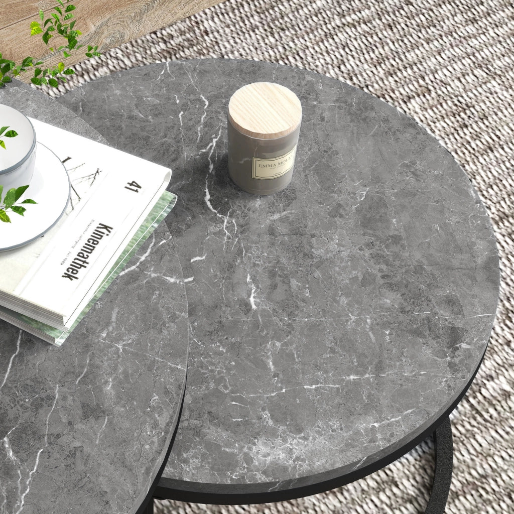 Tavolino da caff¨¨ gigogne ¨C zephmum ¨C grigio metallo effetto cemento