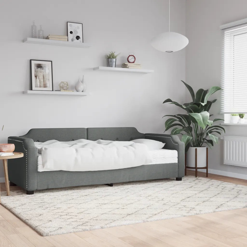 Divano Letto con Materasso Grigio Scuro 90x200 cm in Tessuto 3197617