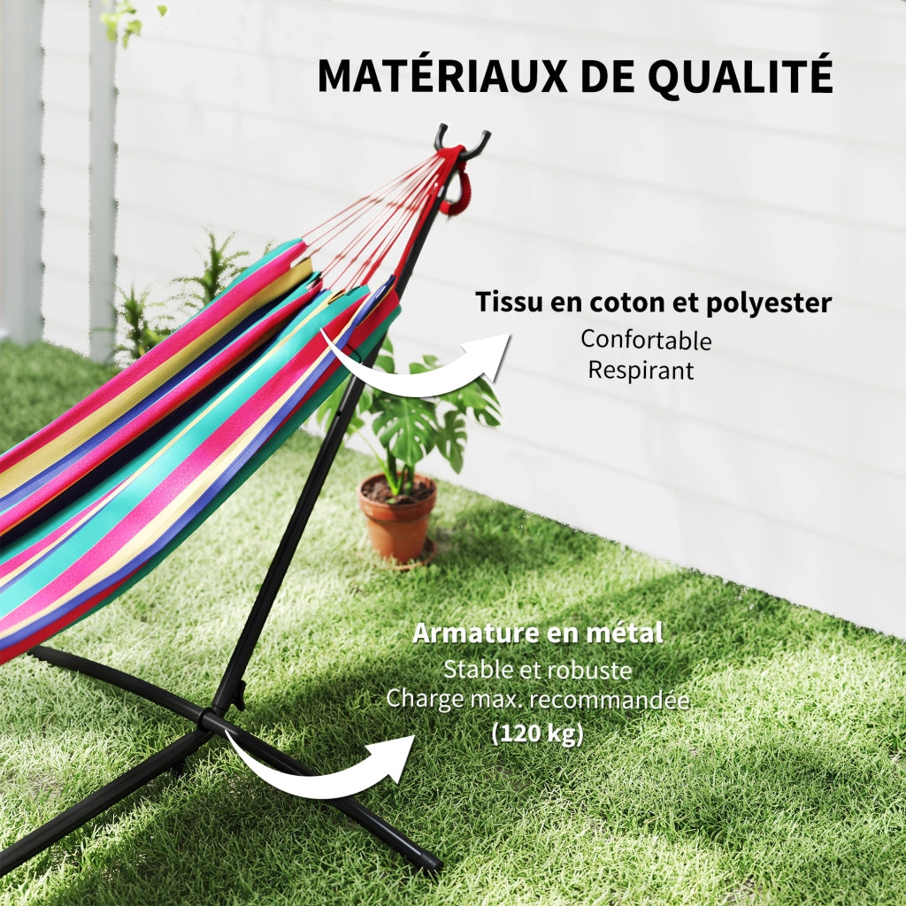 Amaca da Giardino con Supporto in Metallo ¨C zephmum ¨C Colore Rosso, Max Carico 120 Kg