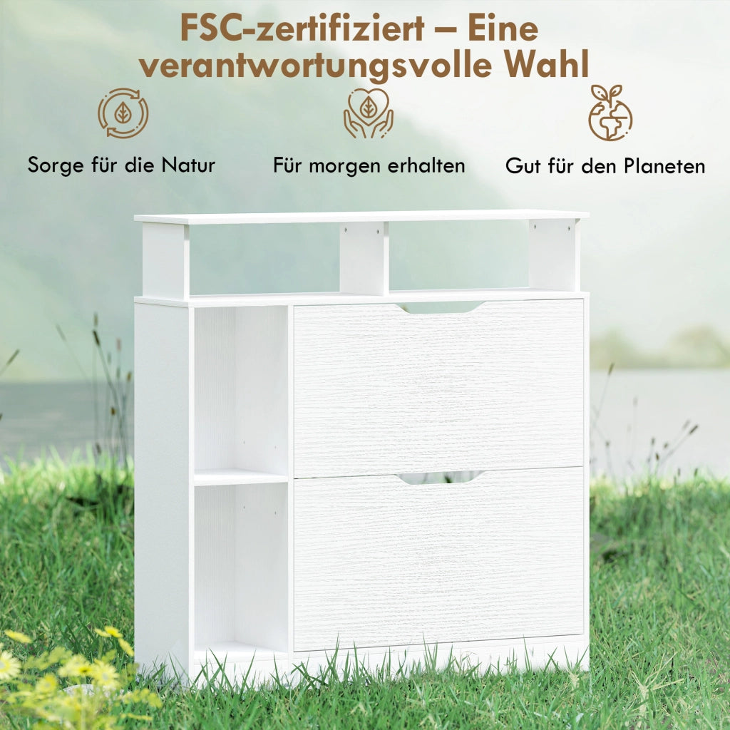 Armadio porta scarpe con 2 ante ¨C zephmum ¨C bianco 89x25x92 cm
