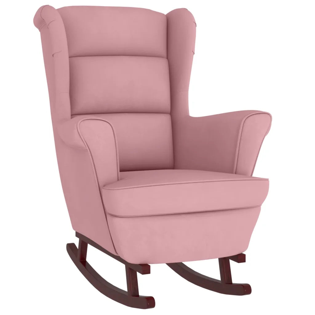 Sedia a dondolo con schienale alto in velluto rosso vino 3121234