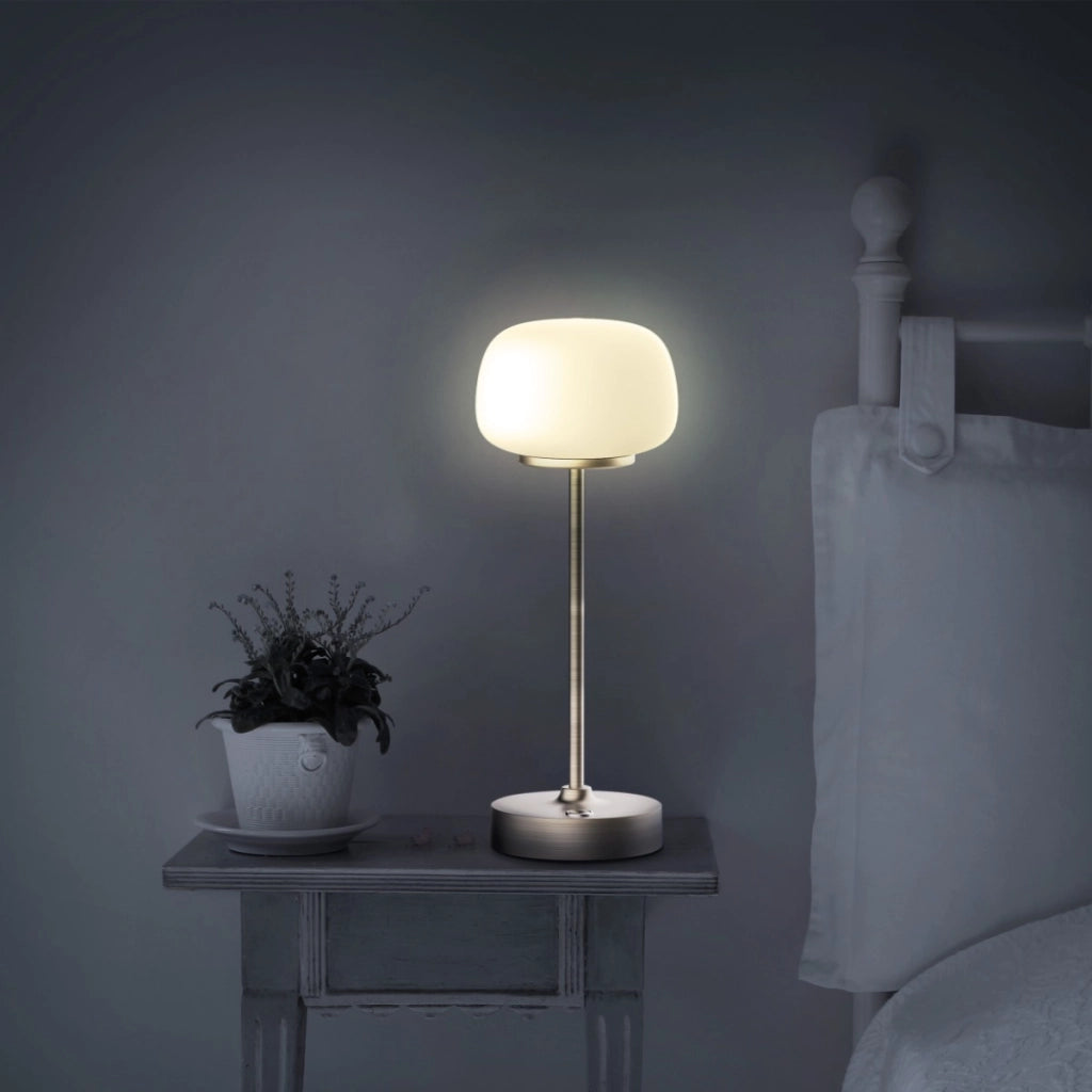 Lampada da tavolo LED 2W 2700K oro/vetro USB-C Rimini Polux