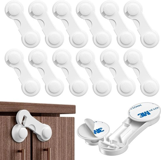 Sicurezza per Bambini - Scatola di 12, Chiusure per Porta del Frigorifero per Bambini e Piccoli, Nessun Foro Necessario