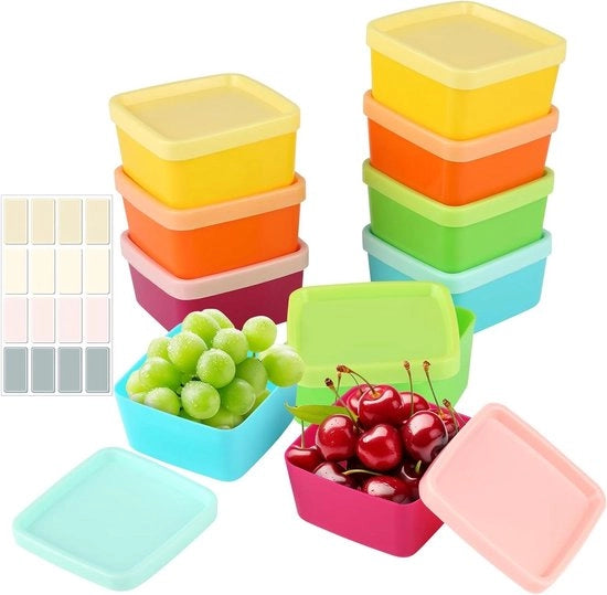 Set di conservazione in plastica da 10 contenitori | Scatola di archiviazione per salse e dolci | Mini barattoli | 63 x 63 x 33 cm