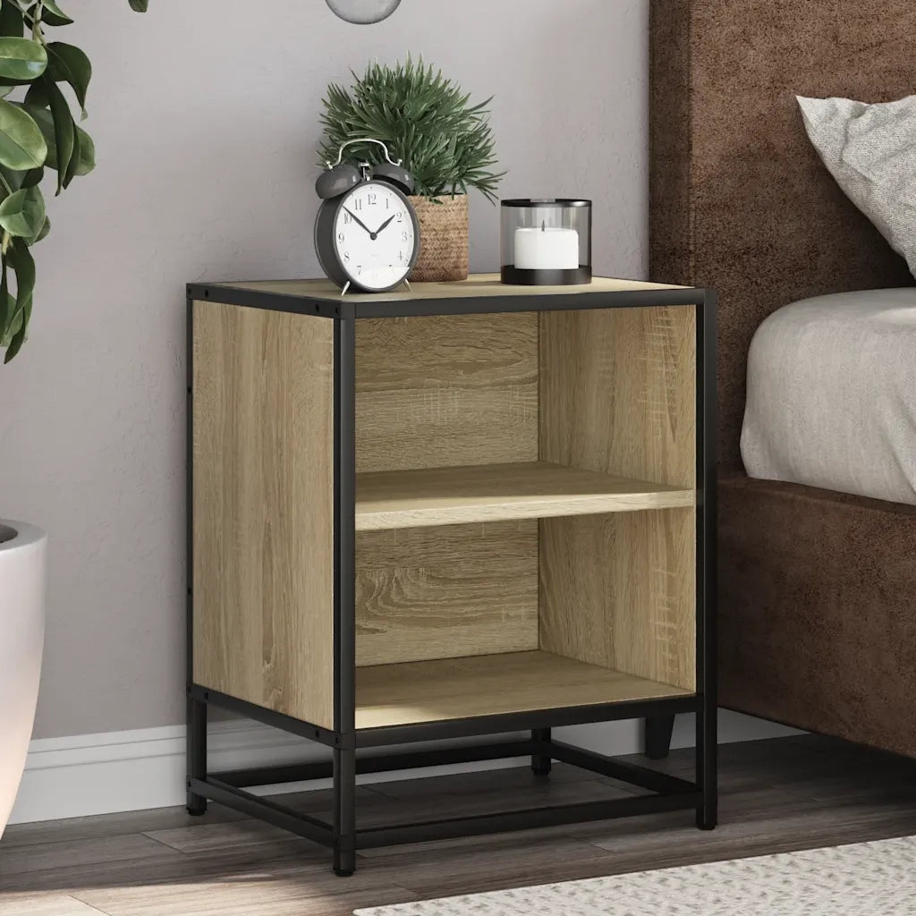 vidaXL Comodini 2pz Rovere Sonoma 40x31x50cm Legno Multistrato Metallo