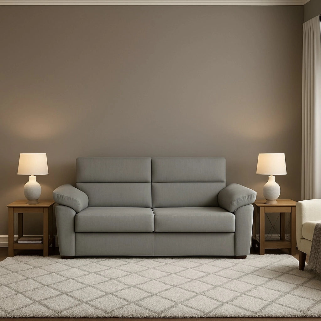 Contrada, Divano Letto 2 Posti Sfoderabile Made in Italy, 205x95 cm Grigio Chiaro