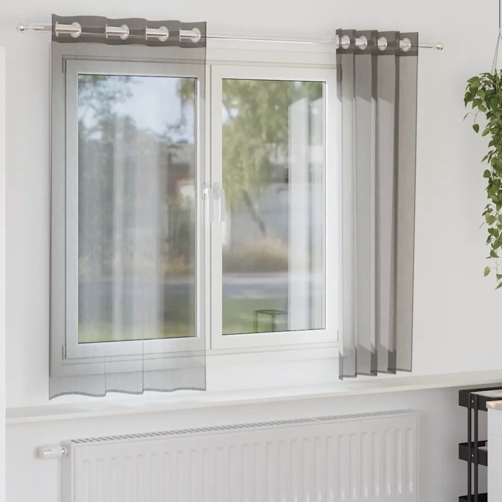 vidaXL Tende in Voile con Occhielli 2 pz Grigio Scuro 140x175 cm