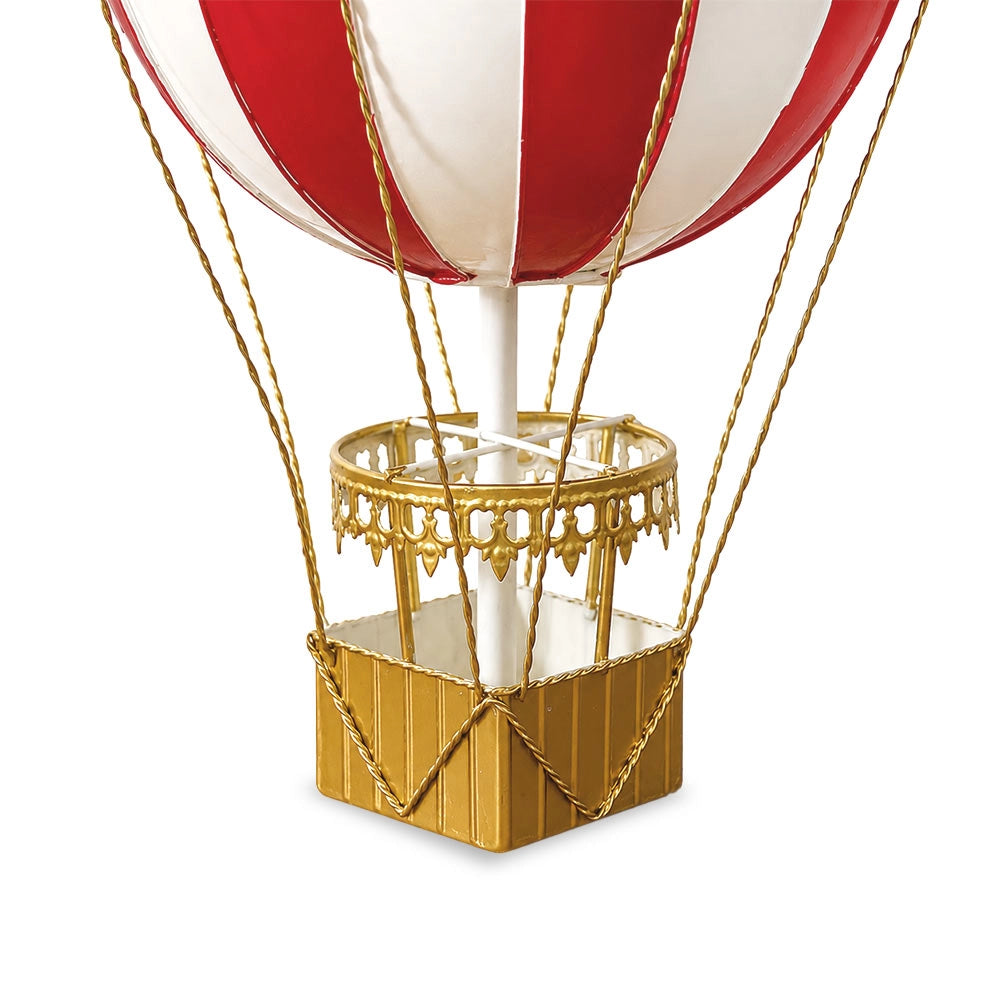 Mongolfiera Decorativa h 45 cm Metallo Rossa e Dorata da Appendere o Appoggiare