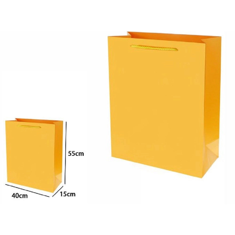 Trade Shop - Set 3 Pz Buste Borsa Regalo Sacchetti 55x40x15cm 69918 Giallo Con Manico Cordino -