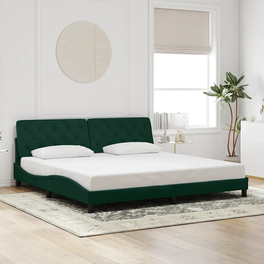Giroletto senza Materasso Verde Scuro 200x200 cm in Velluto