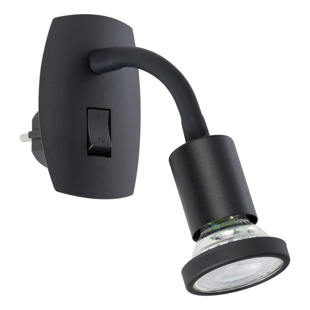 Applique Presa Moderna Parrini Metallo Nero 1 Luce Gu10 4,5