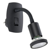 Applique Presa Moderna Parrini Metallo Nero 1 Luce Gu10 4,5