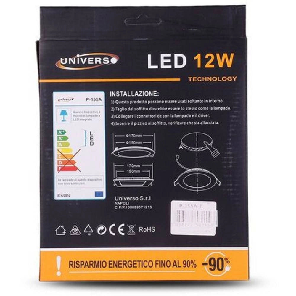 Trade Shop - Pannello Led Slim 12w Incasso Rotondo In Pvc Luce Caldo Naturale Freddo P155at -