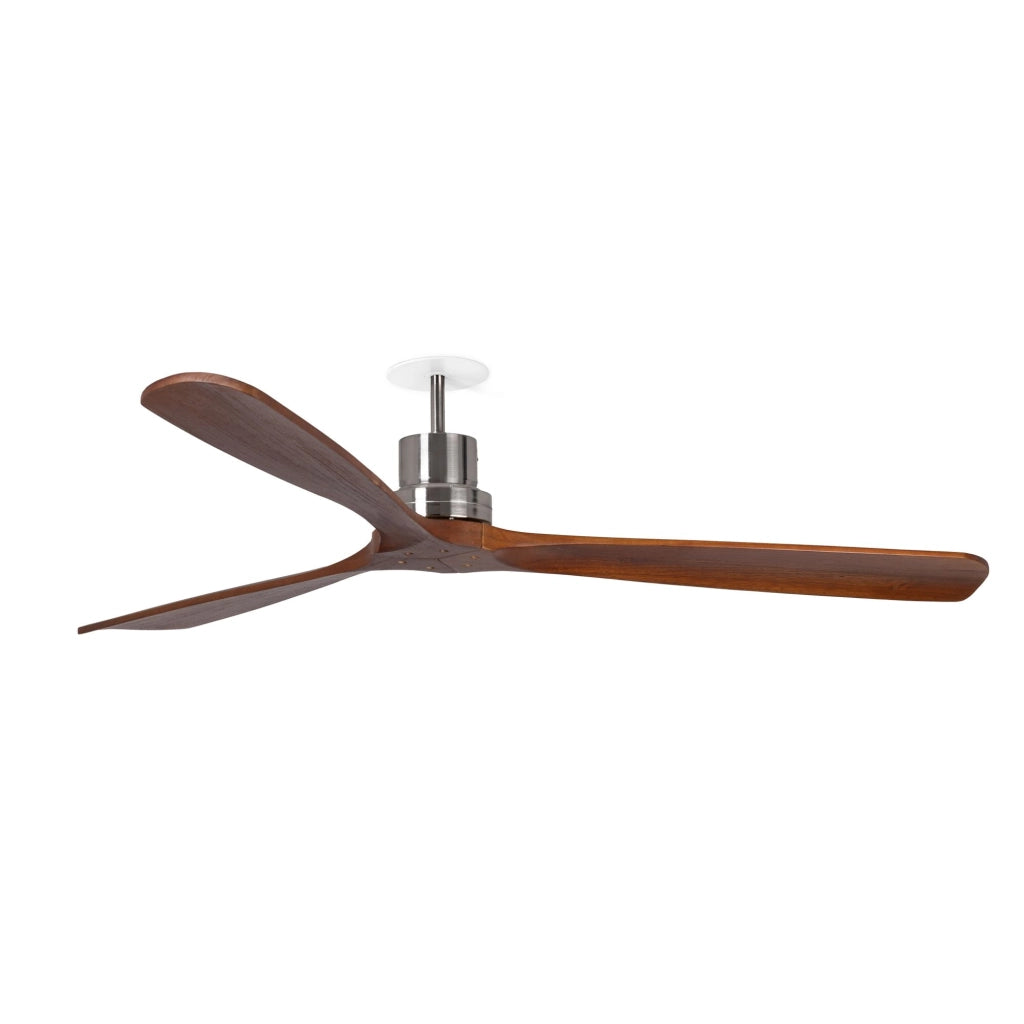 FARO Ventilatore a soffitto a incasso in Acciaio Nichel Opaco 3 pale finitura Noce motore DC 6 velocita funzione inversa per soffitti inclinati Lantau DC L Recess Ø1320 FARO-33370DCR