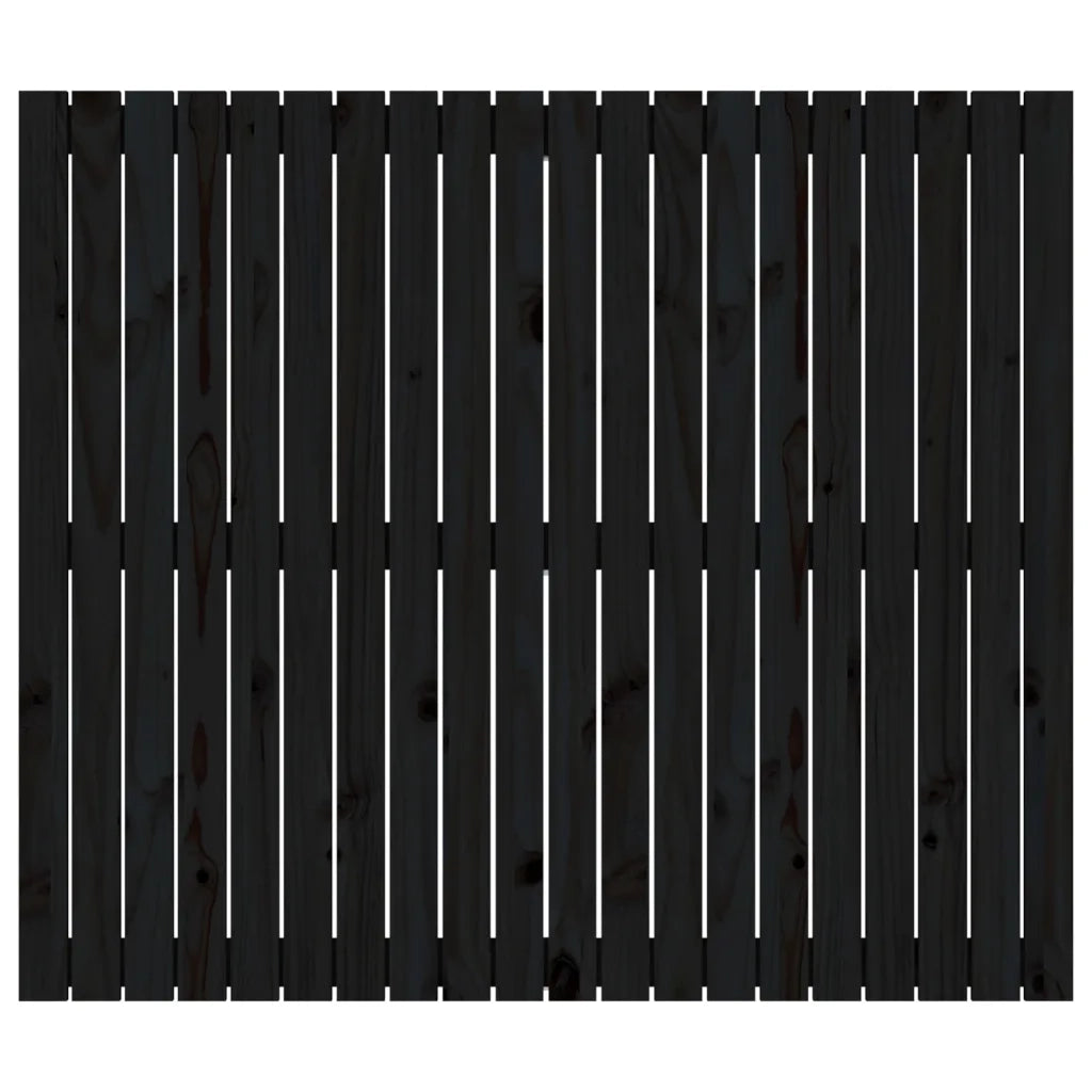Testiera da Parete Nera 127,5x3x110cm in Legno Massello di Pino