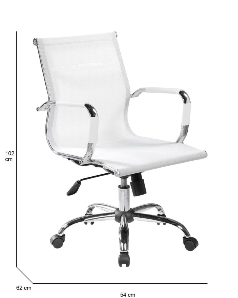 Sedia da ufficio Asunik\, Poltrona direzionale con braccioli, Sedia ergonomica da ufficio, Bianco, 62x54h92/102 cm