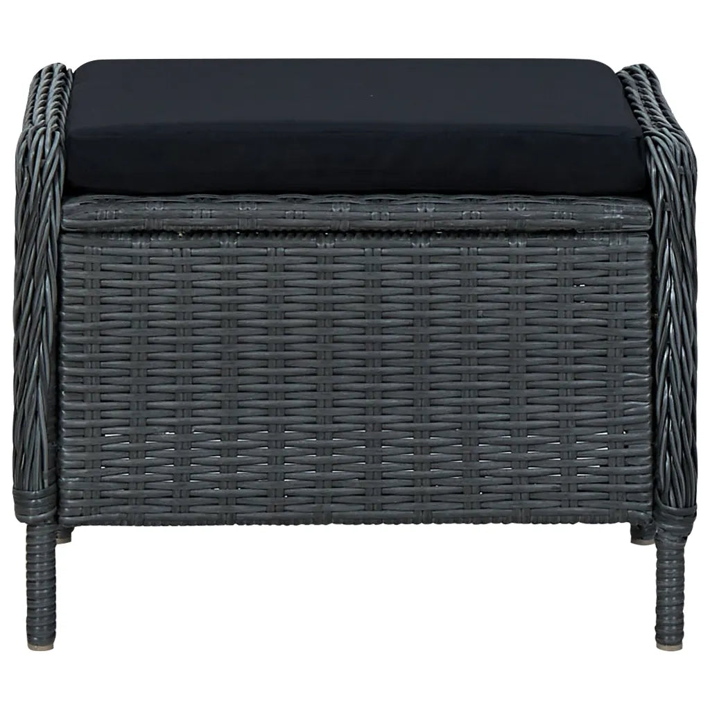 Set Divani da Giardino 3 pz con Cuscini Polyrattan Grigio Scuro 3060154