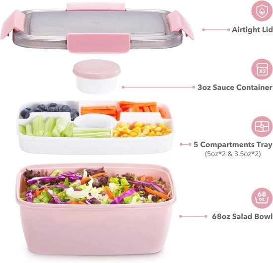 Lunchbox Sostenibile con 2 Placche - Scatola per Insalata Imprigionata per Lavoro e Picnic