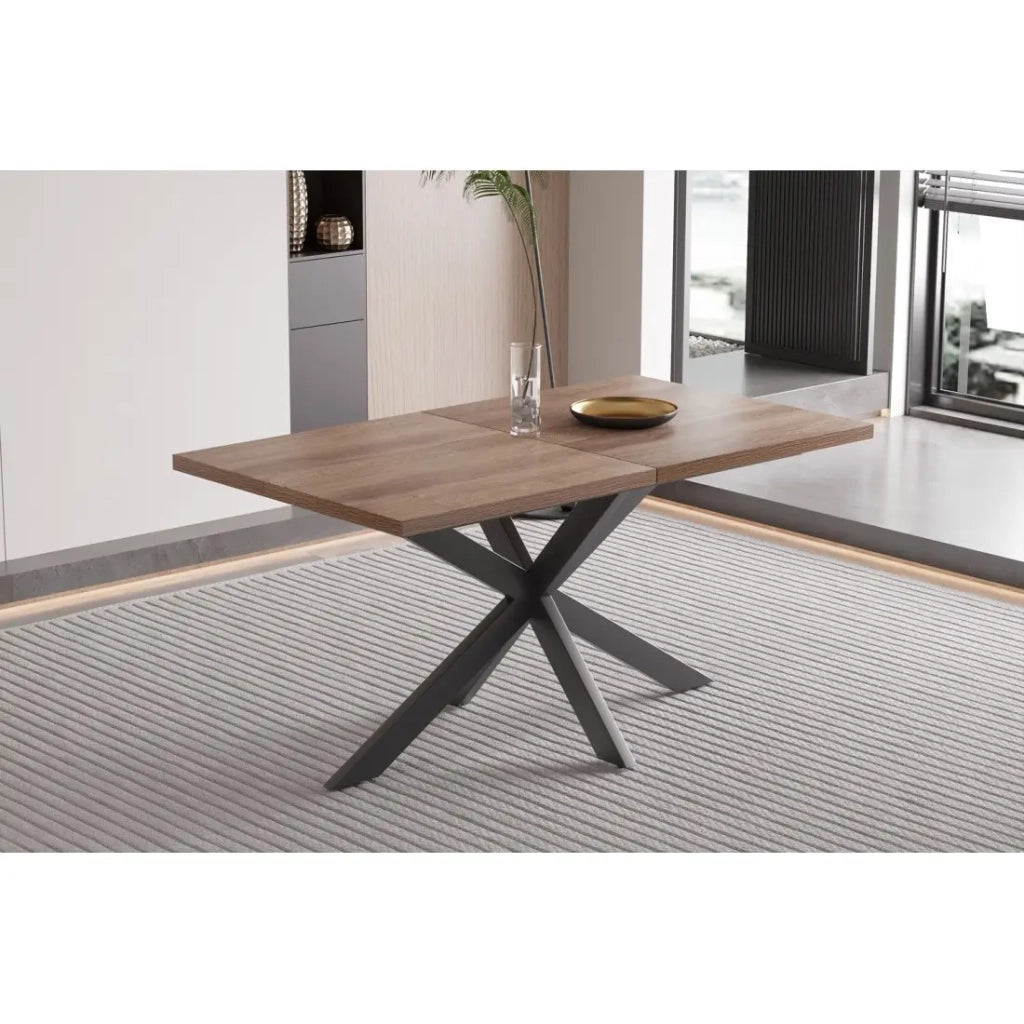Tavolo estensibile KALVANO – 160 a 200 cm – Rovere scuro – Piano 40 mm – Design contemporaneo