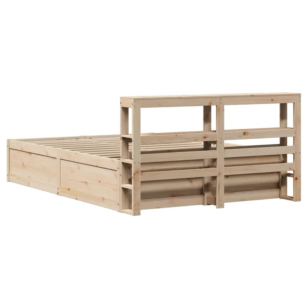 Giroletto con Testiera-Struttura Letto con testiera 140x190 cm in Legno Massello di Pino 905033