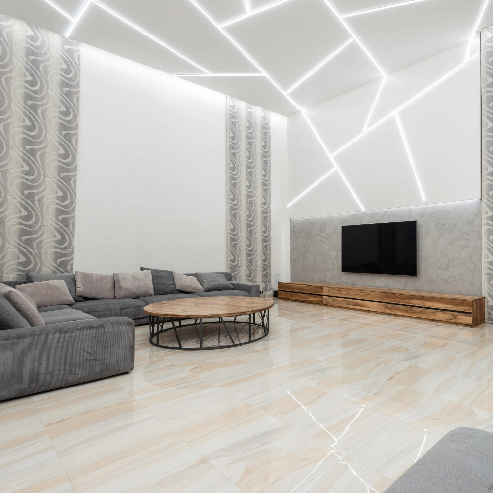 Semilavorato cartongesso fibra alluminio illuminazione led angolare 14,5x29x29cm