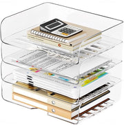 Set di Cartacee da 4 pezzi - Format A4 - Transparente - Stivabile - Organizzatore per Ufficio - Materiale PET Sostenibile - Organizzatore per Documenti