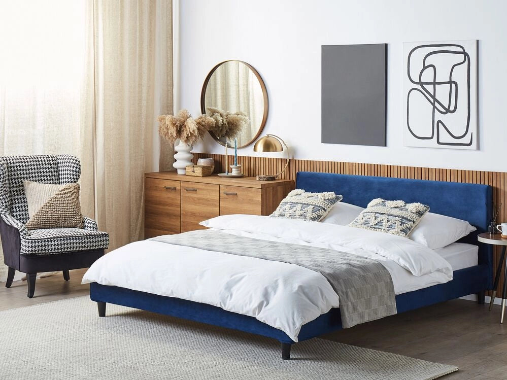 Copri Letto Velluto Blu per Letto 180 x 200 cm Sfoderabile Lavabile