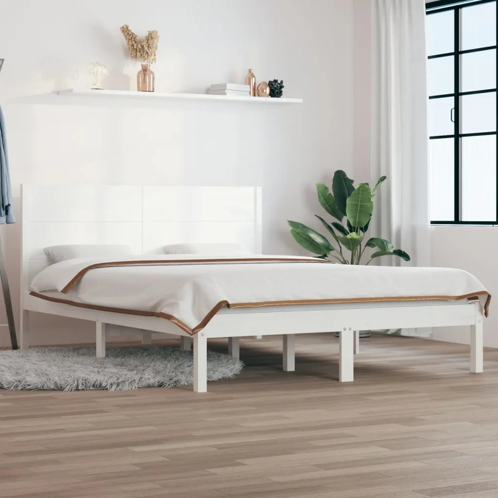 Letto senza Materasso Bianco 140x190 cm Legno Massello di Pino