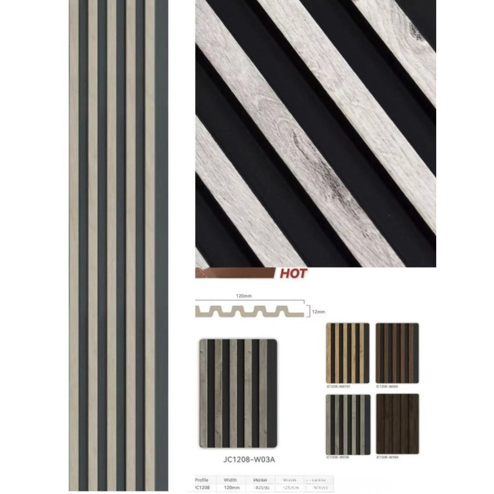 Trade Shop - Pannello Decorativo 3d Doghe Grigio E Nero 120x290 Cm Effetto Legno In Ps -
