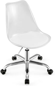 Sedia da Scrivania Ergonomica, Altezza Regolabile | Sedia da Ufficio Girevole, Seduta Imbottita, Sgabello senza Braccioli, con Ruote, Portata 150 kg, per Casa e Studio