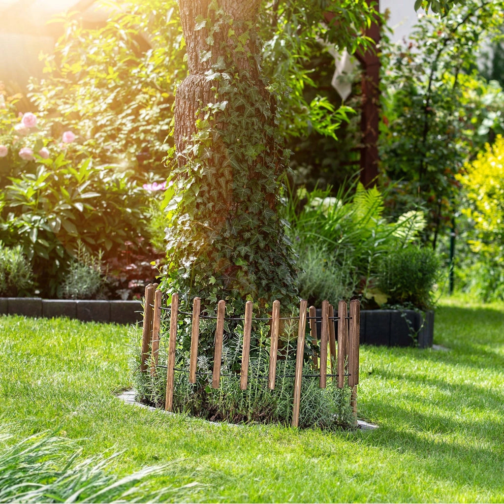 Recinzione da giardino KADAX, bordura in legno per prato, 185 cm, colore marrone.