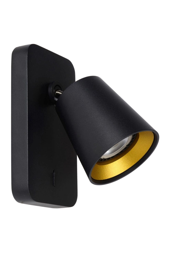 Applique Lucide Turnon GU10 5W 2200-3000K nero oro dimmerabile