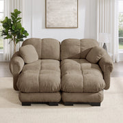 Divano modulare in chenille marrone con pouf mobili; design trapuntato; 190x149x90 cm