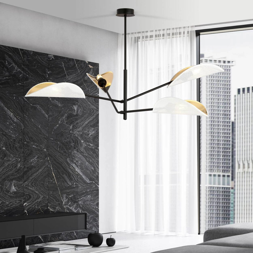 Emibig Plafoniera VENE 4 luci E14 nero bianco oro 1159/4