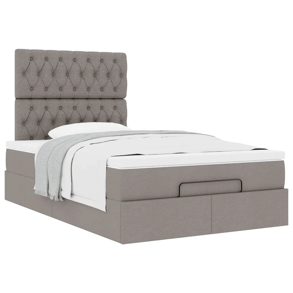 Struttura Letto Pouf con Materasso Tortora 120x190 cm Tessuto 3313227