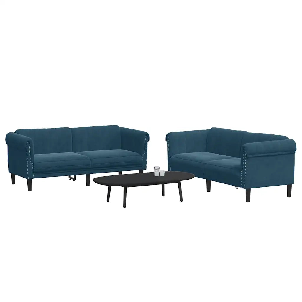 Set di Divani 2 pz Blu in Vellutocod mxl 116530
