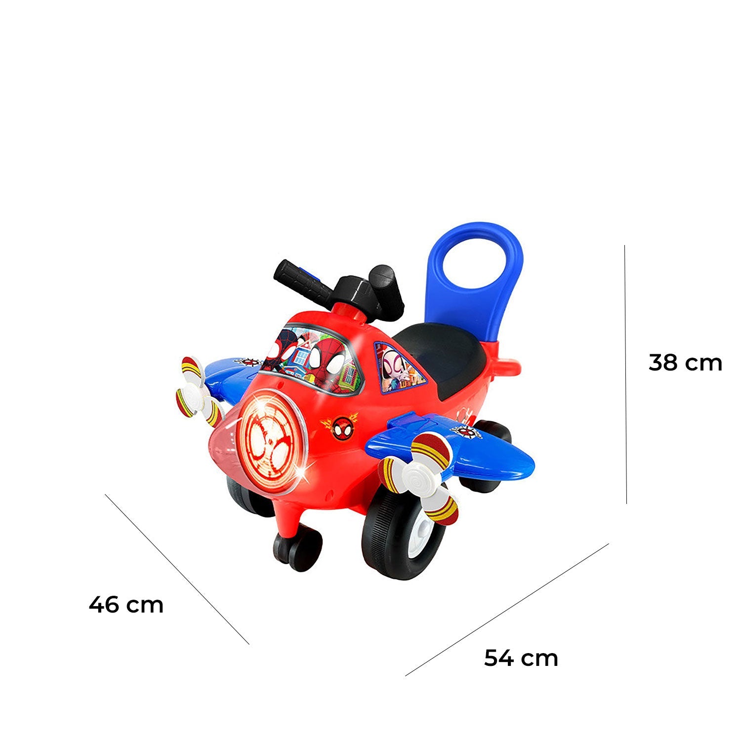 Aereo Cavalcabile 54x46x38 cm per Bambini Spidey Rosso