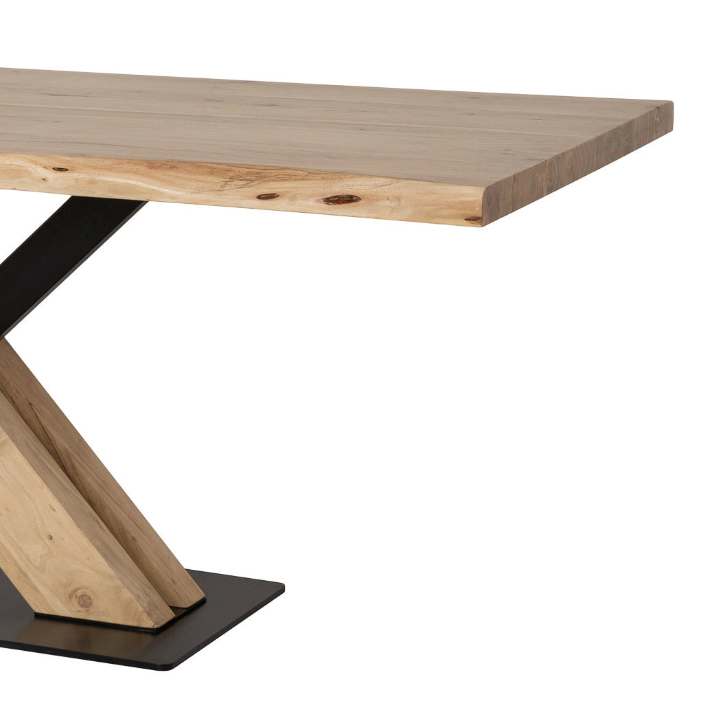 Tavolo da pranzo in legno di acacia finitura colore naturale 200x100x76