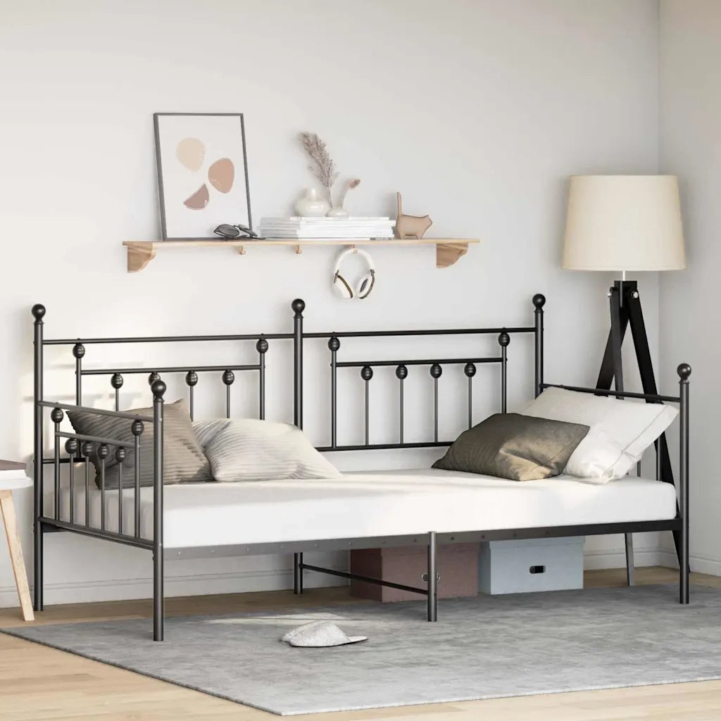 Letto singolo | Letto per adulti | Struttura per letto di giorno Nero 107 x 203 cm Acciaio
