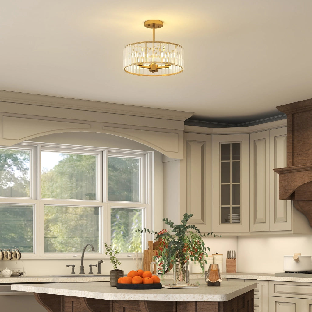 Lampadario a sospensione cristallo 3 luci ¨C Xylo ¨C metallo oro design classico