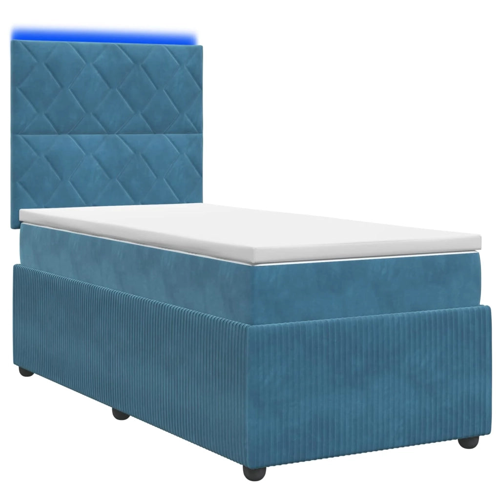 Letto Box Spring LED con Materasso Blu 80 x 200 cm Velluto 3455967