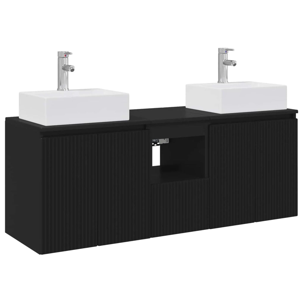 Set di Armadi da Bagno 3 pz Nero 129 x 41 x 79.5 cm 3405648
