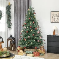 Albero di Natale Artificiale da 210 cm e Ignifugo con 2942 Rami Realistici, Base in Metallo Pieghevole