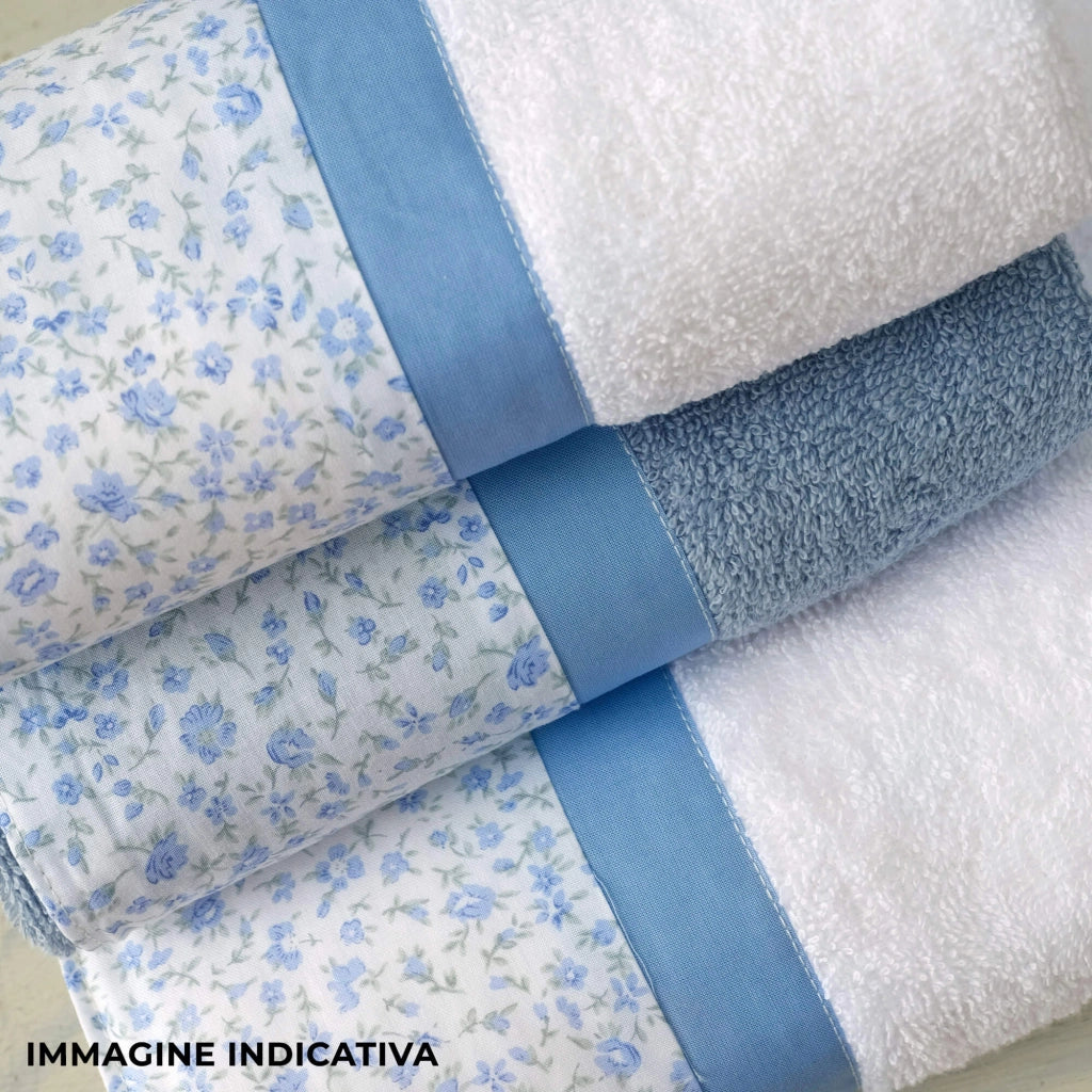 Set Spugna 4 Pezzi Asciugamani Viso + Ospite con Balza Stampata Garrini Emily Sabbia