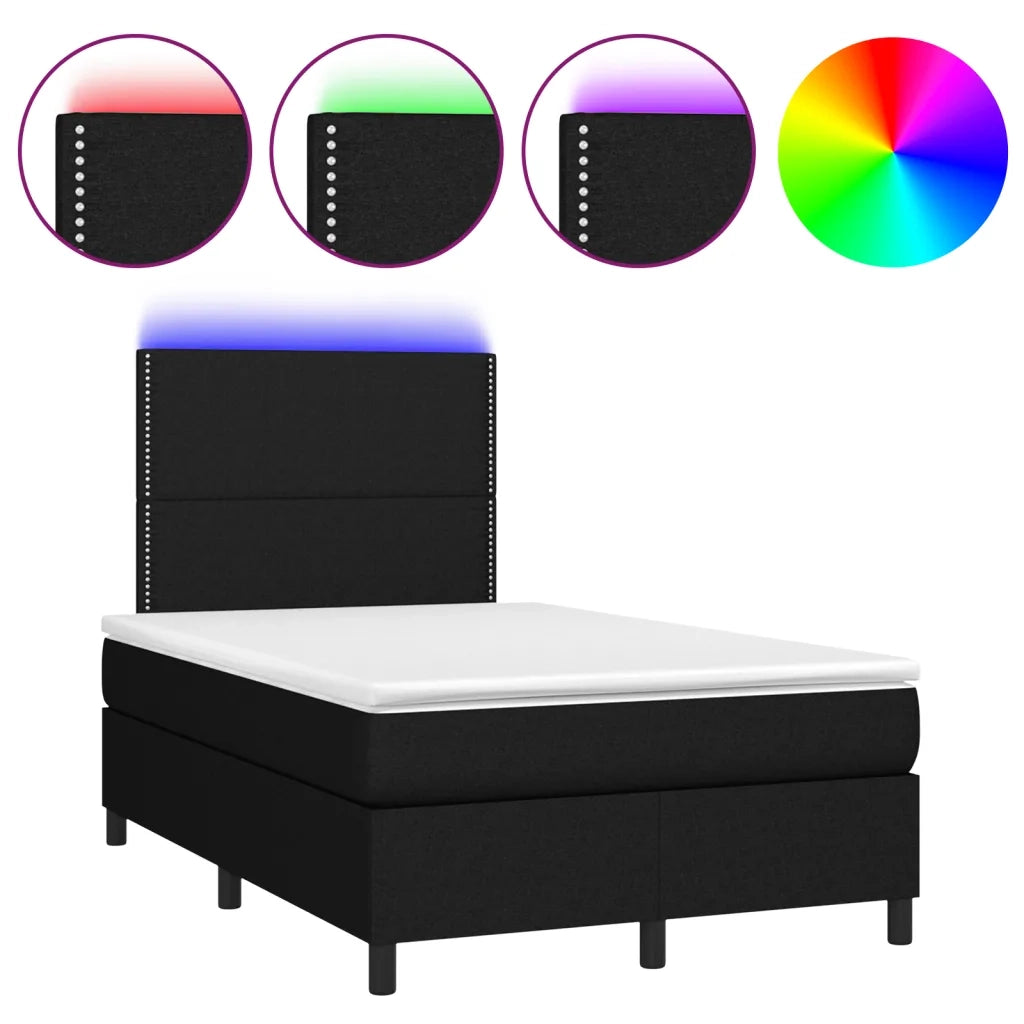 Letto a Molle con Materasso e LED Nero 120x190 cm in Tessuto 3270192